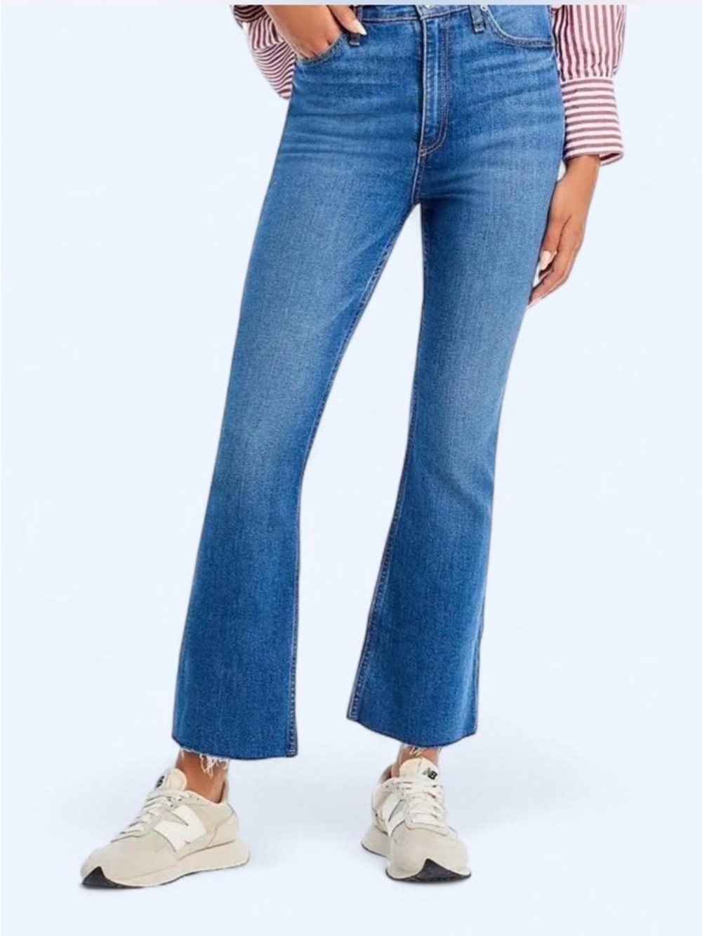 Rag & Bone Casey High-Rise Ankle Flare Jeans Pebbles Wash Size 27